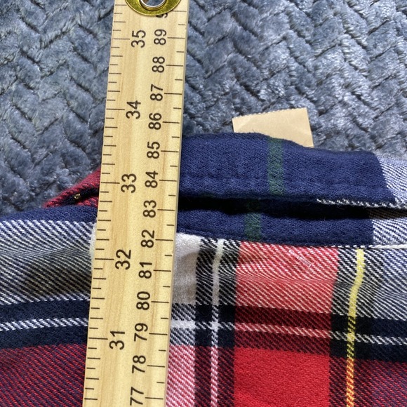 American Eagle Flannel Shirt Mens LT Red Blue Tartan Soft Camp Hike NWT - Picture 11 of 12